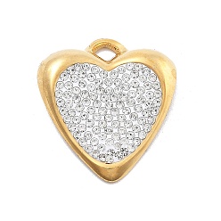 Сердце 304 подвески из нержавеющей стали и полимерной глины со стразами, вакуумные покрытия, сердце, 21x18.5x3 мм, отверстие : 2 мм