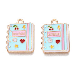 Colorful Alloy Enamel Pendants, Notebook Charms, Light Gold, Colorful, 21.5x15.5x1mm, Hole: 1.6mm