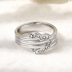 Нержавеющая Сталь Цвет 304 женские кольца из нержавеющей стали с микропаве из кубических цирконий, сердце, цвет нержавеющей стали, 11.5 мм, размер США 8 1/2 (18.5 мм)