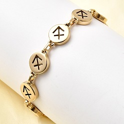 Стрелец 12 созвездия 304 браслеты из нержавеющей стали, ионное напыление (IP) для женщин, плоско-круглые, реальный 18 k позолоченный, Стрелец, 8-3/8 дюйм (21.4 см)