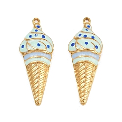 Синий 304 нержавеющей стальной эмали подвески, мороженое, реальный 18 k позолоченный, синие, 24x9x3 мм, отверстие : 1 мм