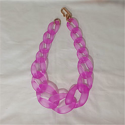 Фуксин Женские ожерелья из матового акрила с массивной витой цепочкой, с металлическими застежками, золотые, фуксиново-красные, 19.69 дюйм (50 см)