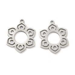 Цветок Полые 201 из нержавеющей стали кулоны, лазерная резка, цвет нержавеющей стали, цветок, 18.5x14.5x0.8 мм, отверстие : 1.4 мм
