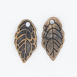 Красная Медь Подвески в тибетском стиле , лист, Красная медь, без кадмия, без никеля и без свинца, 16x8x2 мм, отверстие : 1 мм