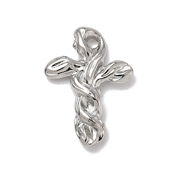 Платина Латунные подвески, крестик, стойки покрытие, долговечный, без кадмия и без свинца, платина, 25.5x18x3 мм, отверстие : 2 мм