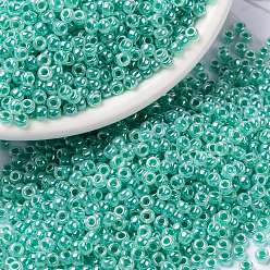 (RR536) Аква-зеленый Цейлонский Миюки круглые бусины рокайль, японский бисер, (р-н 536) аква зеленый цейлон, 8/0, 3 мм, отверстие : 1 мм, о 422~455шт / бутылка, 10 г / бутылка