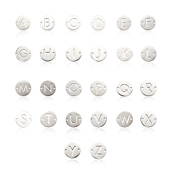 Letter A~Z 201 соединительные звенья нержавеющие, плоско-круглые с алфавитами , Письмо ~ Z, 12x0.8 мм, отверстие : 0.8 мм, 26 шт / комплект