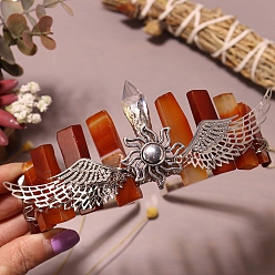 Красный Агат Натуральные гальванические кварцевые резинки для волос, крылья с солнечными коронами-резинками для волос для женщин и девочек, 350x150 мм