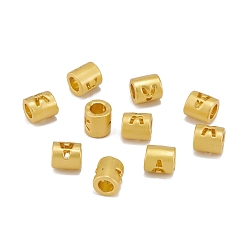 Letter A Полые подвесные бусины из сплава, бочка с письмом, матовый золотой цвет, letter.a, 6.5x5 мм, отверстие : 3.5 мм