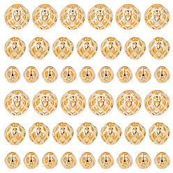 Золотой 60шт 3 стиль латунные полые бусины, круглые, золотые, 4~8 мм, 20 шт / стиль