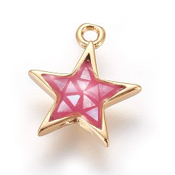 Фламинго Латунь эмаль прелести, С пресноводной оболочкой, звезда, золотые, фламинго, 13x11x2.5 мм, отверстие : 1.2 мм