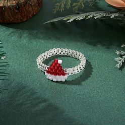 Hat Рождественские стеклянные бусины перстни для женщин, шляпа, 3.5~12 мм, внутренний диаметр: 20.5 мм