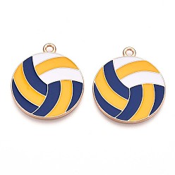 Золотистый Подвески из эмали и сплава, без свинца и без кадмия, золотые, волейбольный шарм, золотые, 27.5x24x1 мм, отверстие : 2 мм
