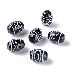 3-Глаза Тибетского стиля бусы дзи, природных бисера агат, окрашенная и подогревом, овальные, 3 -eye, 13.5x10 мм, отверстие : 1.2 мм