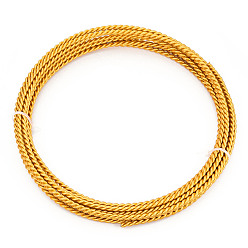 Золотистый 5м 2-слойная анодированная алюминиевая проволока, витых круглых, гибкая металлическая проволока, гибкий провод ремесла, для бисероплетения, золотые, 3~4 мм, около 16.40 футов (5 м) / рулон