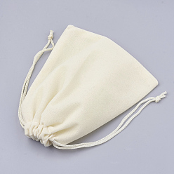 Beige Rectangle Velvet Pouches, Gift Bags, Beige, 9x7cm