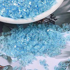 (QTL260) Transparent Aqua AB MIYUKI Quarter TILA Beads, Japanese Seed Beads, 2-Hole, (QTL260) Transparent Aqua AB, 5x1.2x1.9mm, Hole: 0.8mm, about 2400pcs/50g