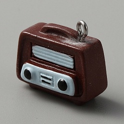 Furniture & Appliances Непрозрачные подвески смолы, с петлями из нержавеющей стали платинового цвета, другие, 19.5x21.5x10.5 мм, отверстие : 2 мм