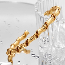 Золотой Латунь манжеты браслеты, браслеты в форме бамбука для женщин, золотые, внутренний диаметр: 2-3/8 дюйм (6 см) ~ 3-1/8 дюйм (8 см)