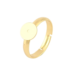 Echt 18 k vergoldet Messing verstellbaren Ring Komponenten, flache runde Pad-Ring-Basiseinstellungen, langlebig überzogen, Gestell, Bleifrei und cadmium frei, echt 18 k vergoldet, Fach: 8 mm, 3 mm, us Größe 7 1/4 (17.5 mm)