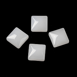 Белый Кабошоны из стекла, имитация драгоценных камней, квадратный, белые, 10x10x4 мм