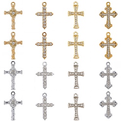 (52) Непрозрачная лаванда 32шт 8 стили подвески со стразами из сплава, крестик, разноцветные, 23~26.5x15~17.5x2~5 мм, отверстие : 1.5~1.8 мм, 4 шт / стиль