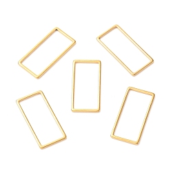 Золотой 201 нержавеющей стали связывающий кольца, прямоугольные, золотые, 21x10x1 мм