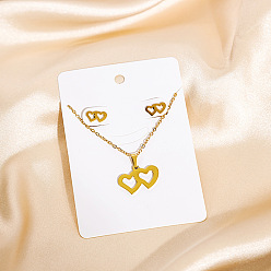 Сердце 304 комплекты из ожерелий и серег-гвоздиков из нержавеющей стали, золотые, сердце, 460~500 мм