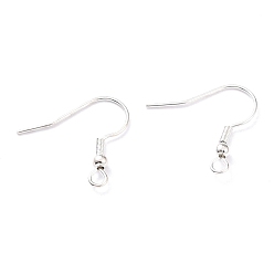 925 Sterling Silver Plated 304 Stainless Steel Earring Hooks, Ear Wire, with Horizontal Loop, 925 Sterling Silver Plated, 20x20x3mm, Hole: 2mm, 21 Gauge, Pin: 0.7mm