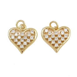 Настоящее золото 16K Латунные микро проложить кубического циркония подвески, сердце прелести, с целью перехода в кольце, реальный 16 k позолоченный, 14.5x15.5x3 мм, отверстие : 3.2 мм