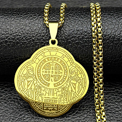 Cross 304 подвески из нержавеющей стали с изображением святого Бенедикта, золотые, крестик, 23.78 дюйм (60.4 см)