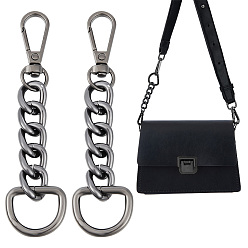 Черный Цвет Металла 2 шт. овальные звенья для удлинителей ремней для кошельков из сплава алюминия, железа и цинка, с поворотной застежкой, металлический черный , 10.5 см