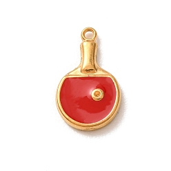 Golden 304 Stainless Steel Enamel Pendants, Table Tennis Racket Charms, Golden, 16x9.5x2mm, Hole: 1.2mm