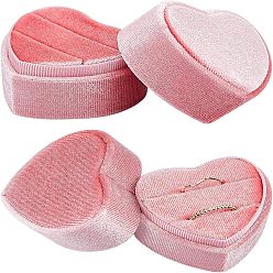 Pink Velvet Ring Box, Heart, Pink, 2x2-1/4x1-7/8 inch(5x5.6x4.7cm)