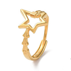 Золотой Ионное покрытие (IP) 304 регулируемые кольца с полой звездой из нержавеющей стали, золотые, внутренний диаметр: 18.5 мм