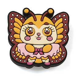 Бабочка Фокальные бусины из пищевого силикона, желтые, бабочка, 28.5x29.5x9 мм, отверстие : 2 мм