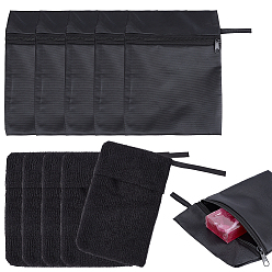 Черный 10шт. 2 модели водонепроницаемых сумок на молнии из оксфордской ткани и нейлона, прямоугольные, чёрные, 20~23x13~18x0.1~0.9 см, 5 шт / стиль