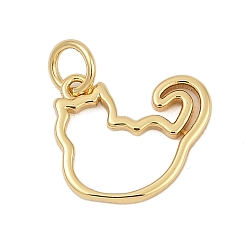 Настоящее золото 18K Латунь прелести, форма кошки, с целью перехода в кольце, без кадмия и без свинца, стойки покрытие, долговечный, реальный 18 k позолоченный, 13x15x1.5 мм, отверстие : 3.6 мм