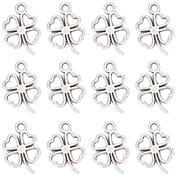 Античное Серебро 150 шт. Подвески из сплава в тибетском стиле, клевер, античное серебро, 17x11x1.5 мм, отверстие : 2 мм