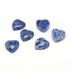 (306FM) Жонкиль матовый с лаймовой подкладкой Натуральные голубые пятна яшмы кабошоны, сердце, 15x18x6 мм