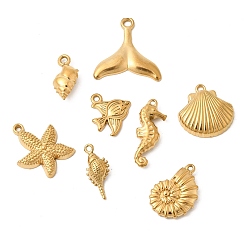 Золотой Подвески из нержавеющей стали 201, разнообразные, золотые, 18~26.5x9~25x1.7~5.5 мм, отверстие : 1.5~3 мм, 8 шт / комплект
