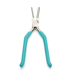 Темно-бирюзовый 65# стальные круглогубцы с пластиковыми ручками, поверхность с покрытием, ювелирный инструмент, темные бирюзовый, 17.6x9.5x1 см