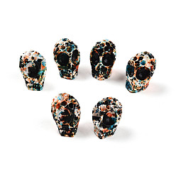 Черный Бусины из смолы, окрашенные распылением, череп, чёрные, 11.5~13x9~9.5x11~12 мм, отверстие : 1.4 мм, около 30~31 шт / нитка, 14.37~15.16 дюйм (36.5~38.5 см)