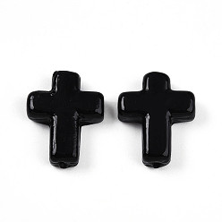 Черный Бусины лэмпворк , крестик, чёрные, 24~26x20~20.5x6~7.5 мм, отверстие : 1.6~1.8 мм