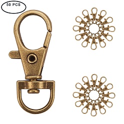 Antique Bronze Alloy Swivel Lobster Claw Clasps, Swivel Snap Hook, Nickel Free, Antique Bronze, 35x16.5x6mm, Hole: 8.5x5mm
