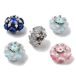 (52) Непрозрачная лаванда Непрозрачные акриловые бусины, стразы и пластиковые жемчужные бусины, круглый с цветком розы, с блеском порошок, разноцветные, 26x18 мм, отверстие : 2.6 мм