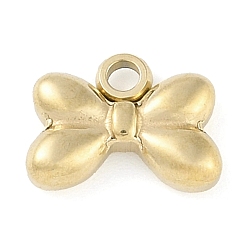 Настоящее золото 18K Ионное покрытие (ip) 304 подвески из нержавеющей стали, ручная полировка, очарование бантом, реальный 18 k позолоченный, 7.5x10x2.5 мм, отверстие : 1.6 мм