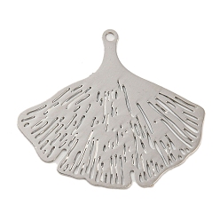 Платина Подвески-коннекторы с латунными травлеными металлическими украшениями, долговечный, без кадмия, без никеля и без свинца, гингко лист, платина, 22x25x0.3 мм, отверстие : 1 мм