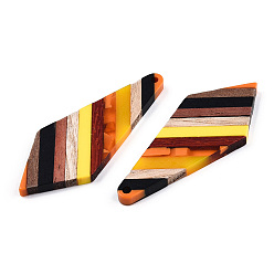 Коралловый Большие подвески из прозрачной смолы и орехового дерева, воздушный змей очарование, коралл, 53x21.5x3.5 мм, отверстие : 2 мм