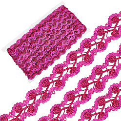 Средний Фиолетово-красный Металлизированная кружевная отделка, цветочная декоративная лента с блестками, для рукоделия шитья, аксессуары для одежды, средне фиолетовый красный, 1~1-1/8 дюйм (26~28 мм), около 14.22 ярдов (13 м) / шт